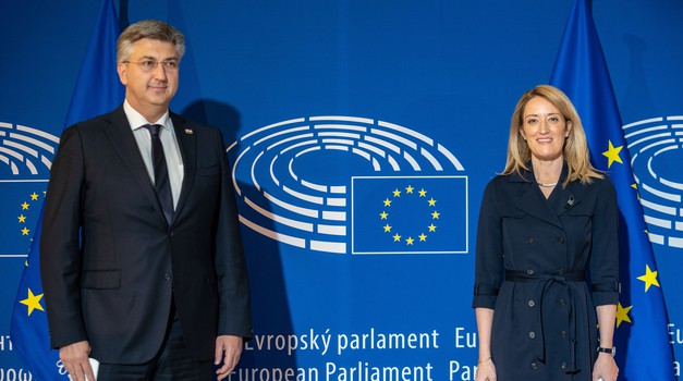 Roberta METSOLA, ad interim EP President meets with Andrej PLENKOVIC, Croatian Prime Minister