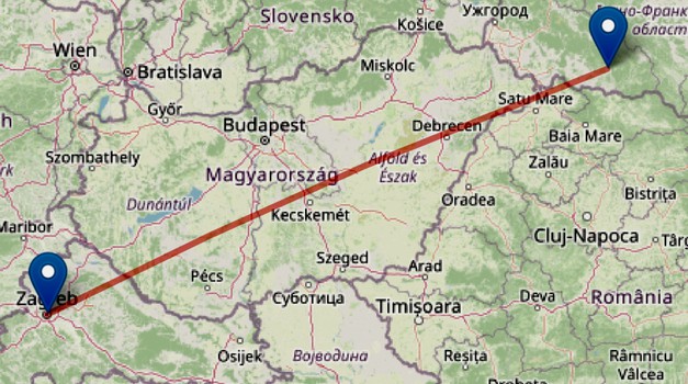 Letjelica lansirana iz Zakarpatja, cca. 700 km od Zagreba, u Mađarsku ušla u Csengeru, sunovratila se na Jarun, hrvatski Hayde Park
