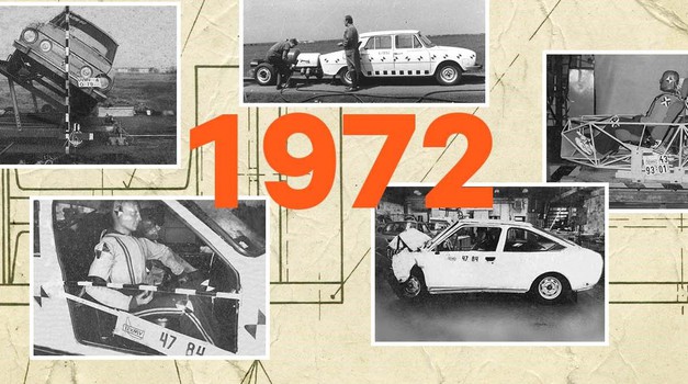 Crash test i to 50 godina prije Mate Rimca i Hrvatske i to u komunističkoj Češkoslovačkoj koja je  lansirala Škodu 100 brzinom od 48 km/h i to na raketni pogon