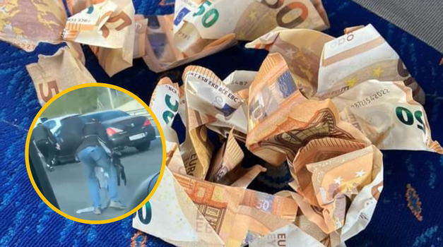 VIDEO: Bacao novčanice od 50 eura iz auta i izazvao prometni kolaps. Kakav samo grabež za  novcem koji je padao s neba