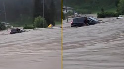 Zastrašujući VIDEO –  Gospođa iz auta vikala upomoć, vatrogasci nisu mogli do nje. podivljala voda u Koruškoj je zarobila