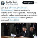 - SDP je izdajnik, a što bi tek napravili Možemosi! Glasovali su protiv veta, jedine prave zaštite protiv velikih EU država (foto: tomislav sokol / twitter)